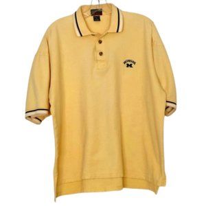 OVERTON Men's Michigan Wolverines Cotton Short Sleeve Yellow Polo Shirt XL